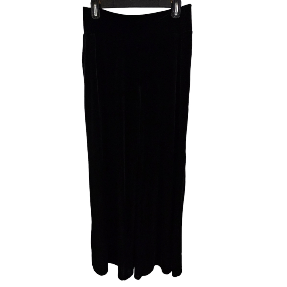 Pantology Size M Black Velour Wide Leg Pants